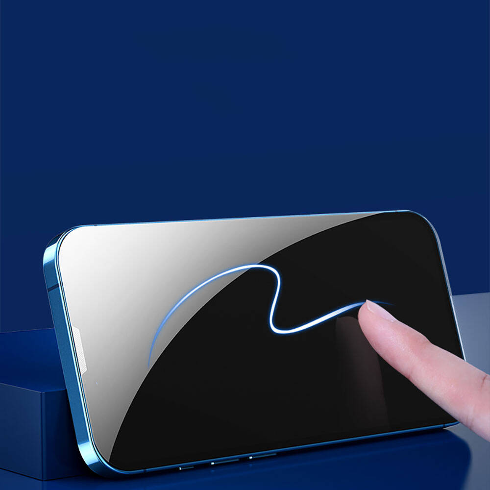 Apple iPhone 13 Pro Max Recci RSP-A11 HD Temperli Cam Ekran Koruyucu + Kolay Uygulama Aparatlı Siyah