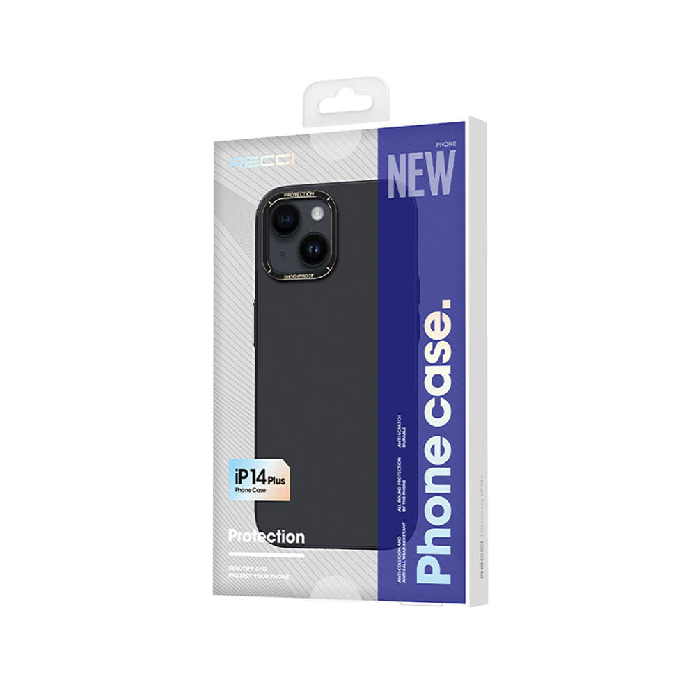 Apple iPhone 14 Plus Kılıf Metal Kamera Çerçeveli Recci Glaze Serisi Kapak Beyaz