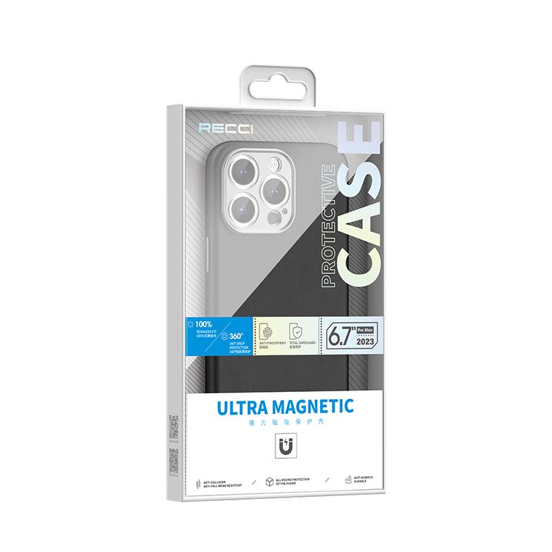 Apple iPhone 15 Pro Max Kılıf Recci M-safe Şarj Özellikli Kamera Korumalı Explore Serisi Kapak Siyah