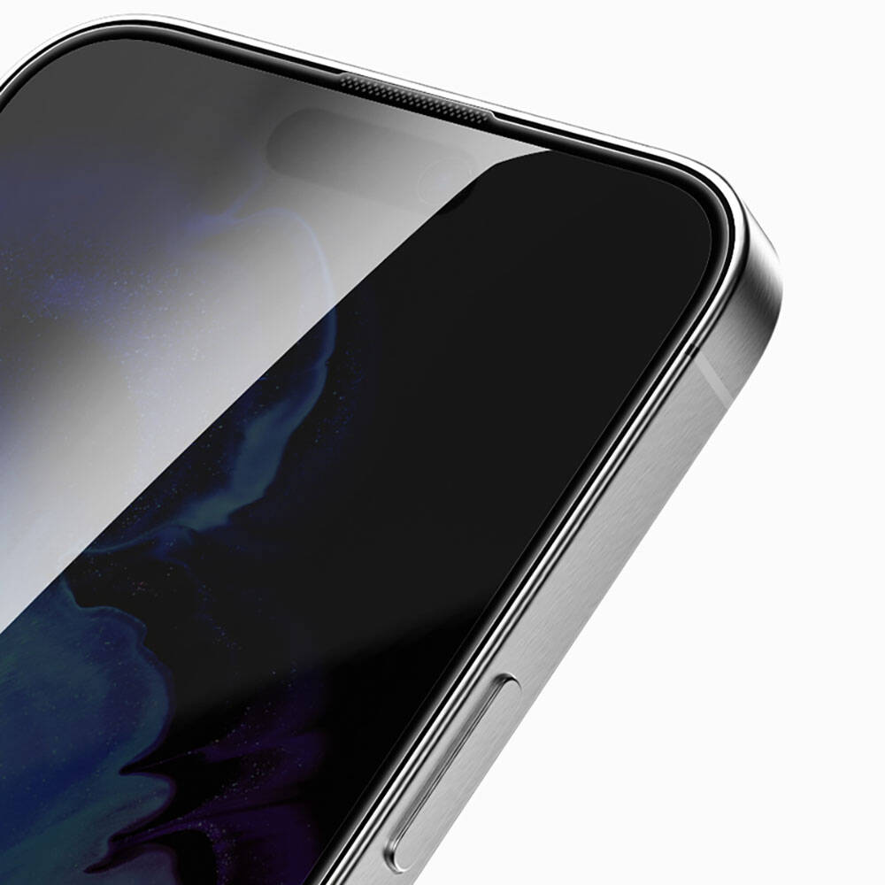 Apple iPhone 15 Pro Recci RSP-A17AP Privacy Temperli Cam Ekran Koruyucu Gri