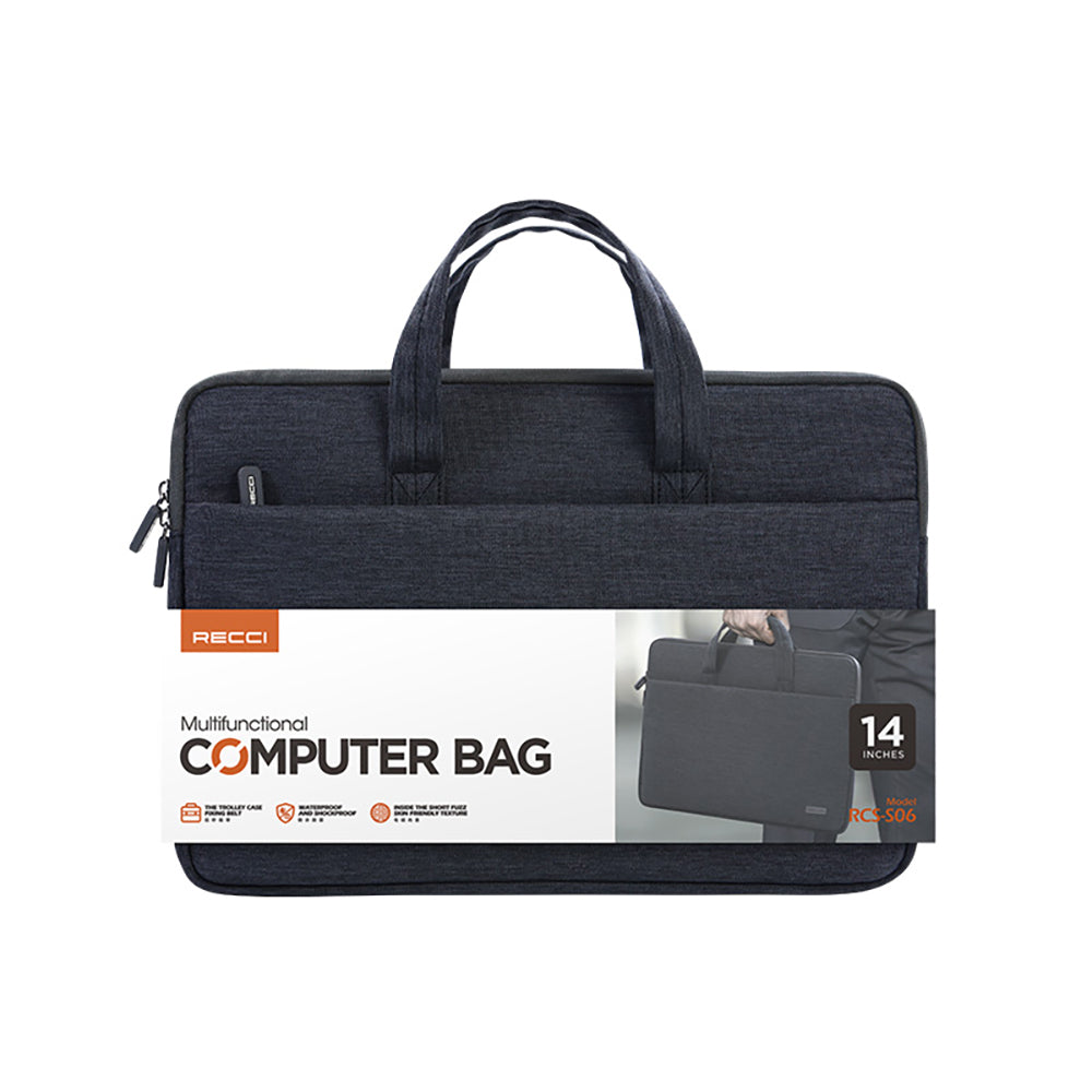 Recci RCS-S06 Su Geçirmez Polyester Kumaş 14 inç Laptop Çantası Siyah