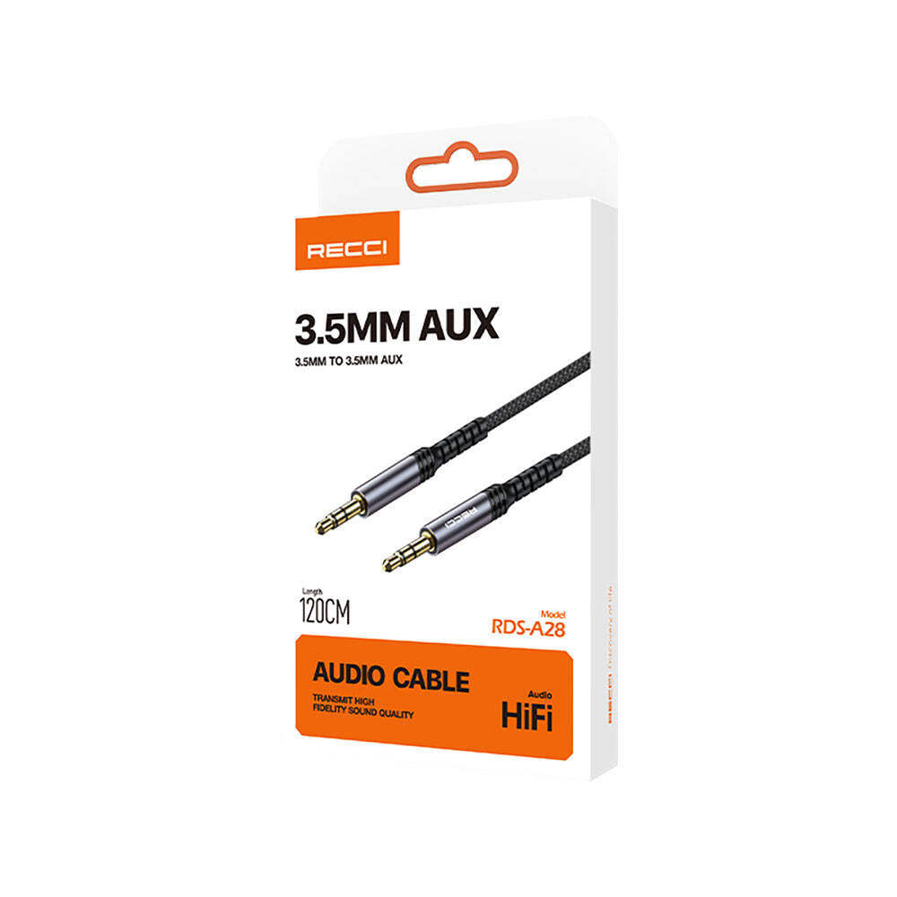 Recci RDS-A28 3.5mm to 3.5mm AUX Audio Kablo Gri