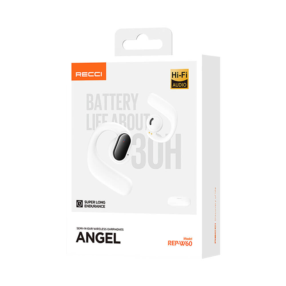 Recci REP-W60 Angel Serisi Dijital LED Göstergeli Hi-Fi Ses Kaliteli TWS Kulak İçi Bluetooth v5.3 Kulaklık Beyaz