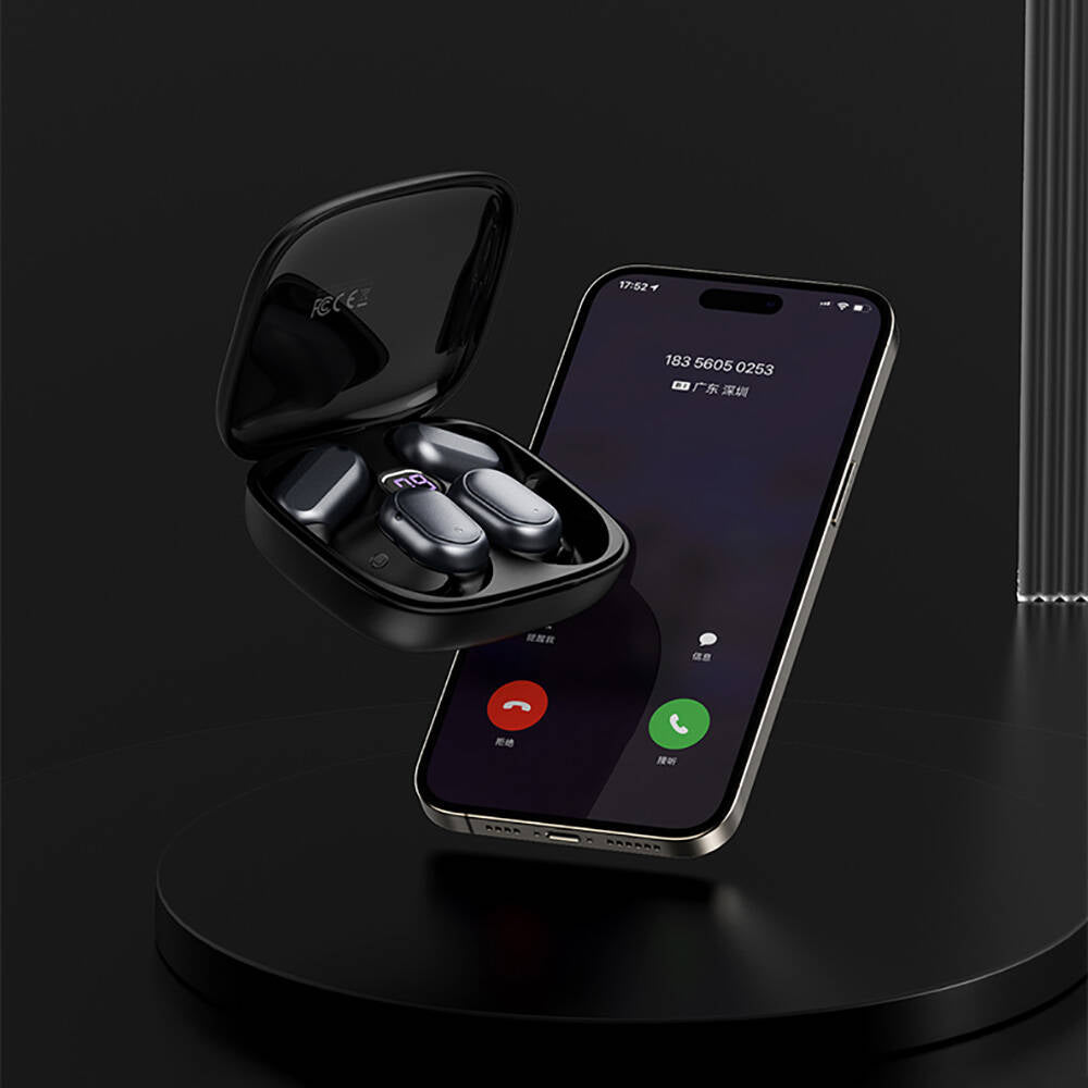 Recci REP-W76 OWS Wireless Hi-Fi Ses Kaliteli Dijital Led Göstergeli Bluetooth v5.3 Elegant Serisi Kulak İçi Kulaklık Siyah