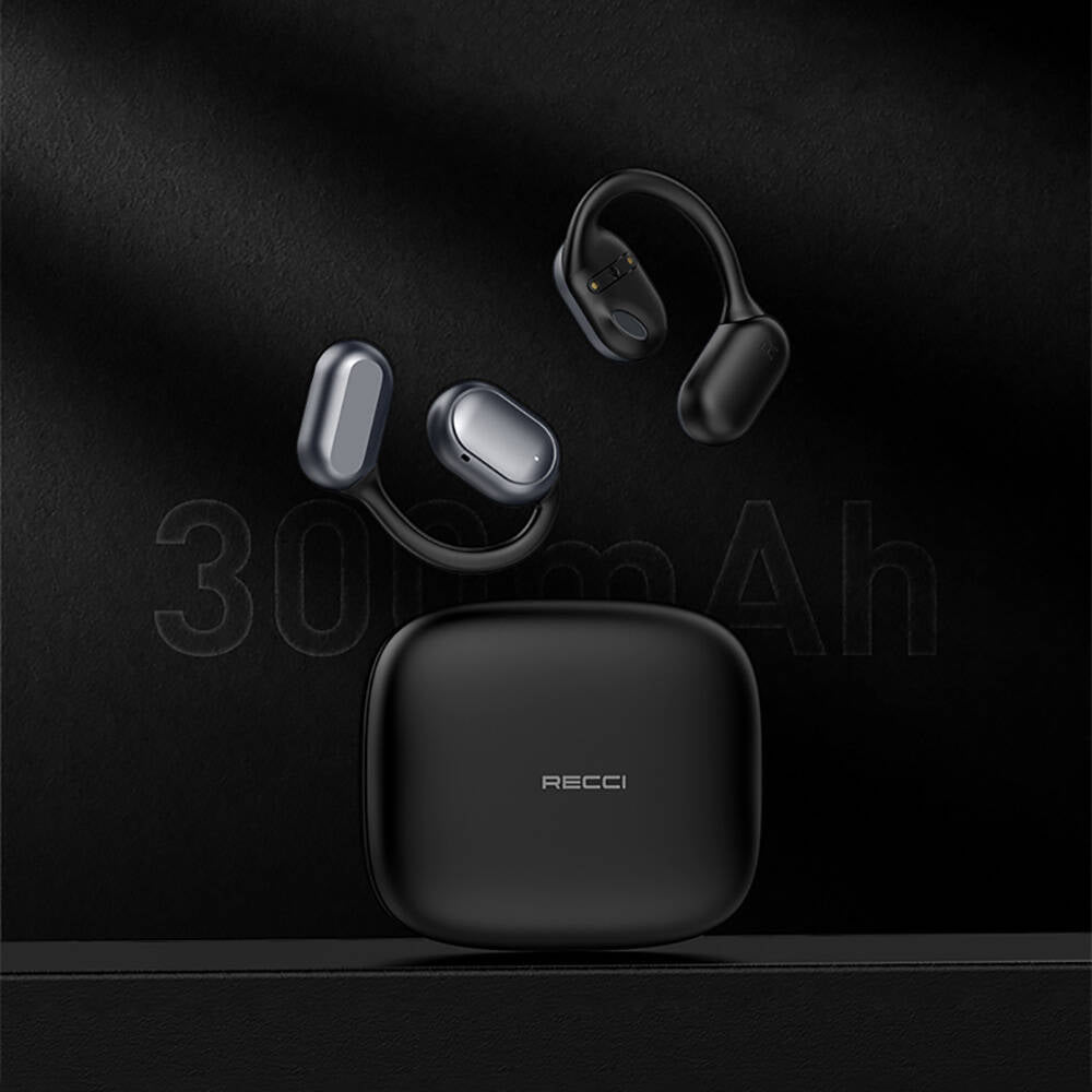 Recci REP-W76 OWS Wireless Hi-Fi Ses Kaliteli Dijital Led Göstergeli Bluetooth v5.3 Elegant Serisi Kulak İçi Kulaklık Siyah