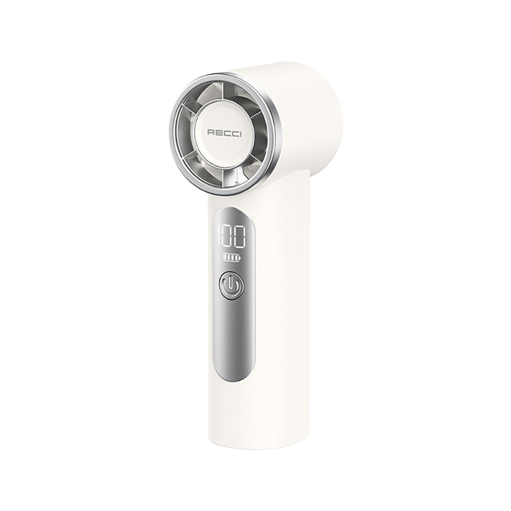 Recci RLS-F07 Dijital LED Göstergeli 6 Kademeli Mini Soğutucu El Fanı Beyaz