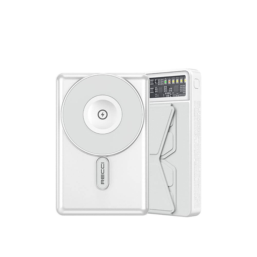 Recci RPB-W19 Standlı M-safe Şarj Özellikli Powerbank 10.000mAh Beyaz