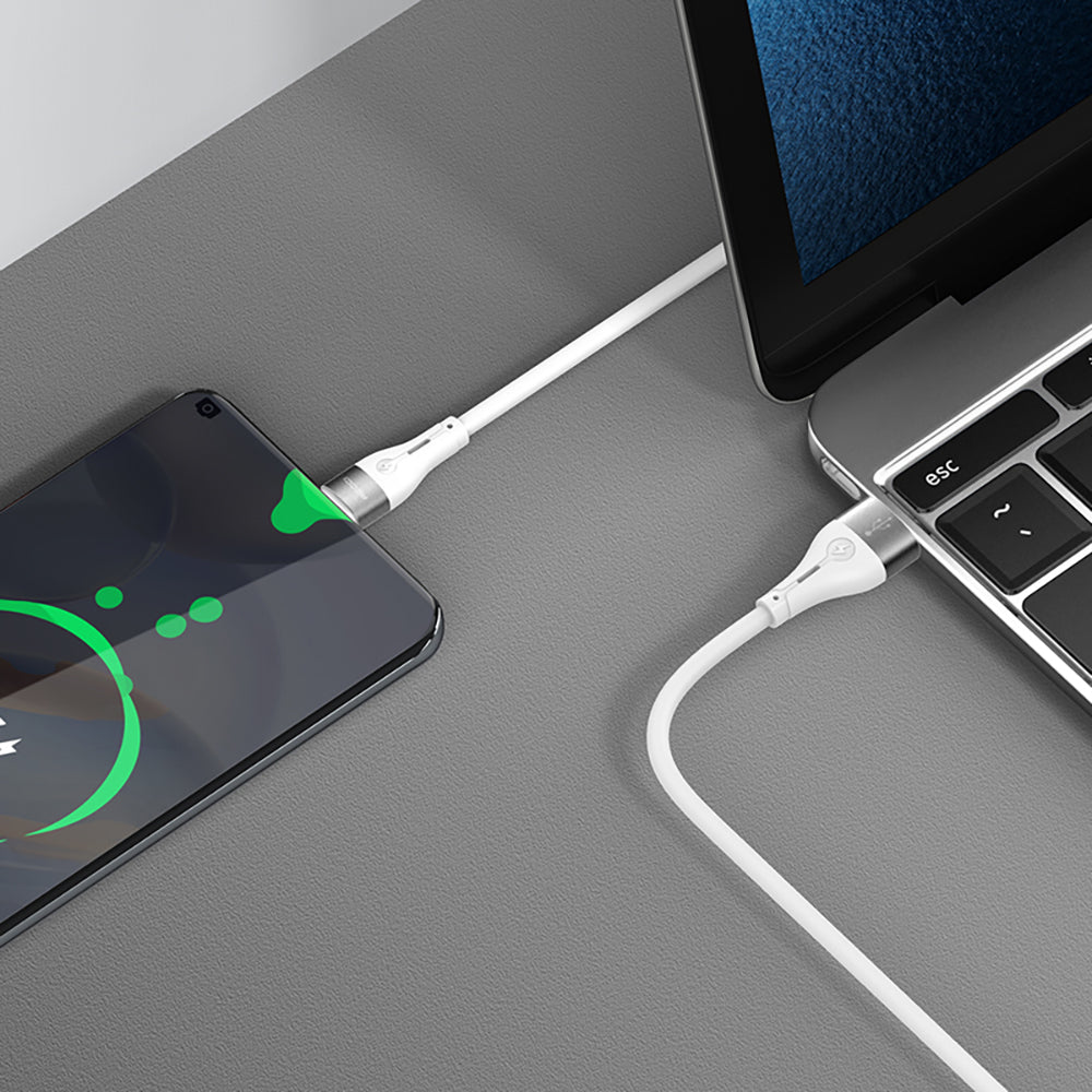 Recci RS11C Swift Serisi USB-A to Type-C 3A Hızlı Şarj Özellikli Data ve Şarj Kablosu 1M Beyaz