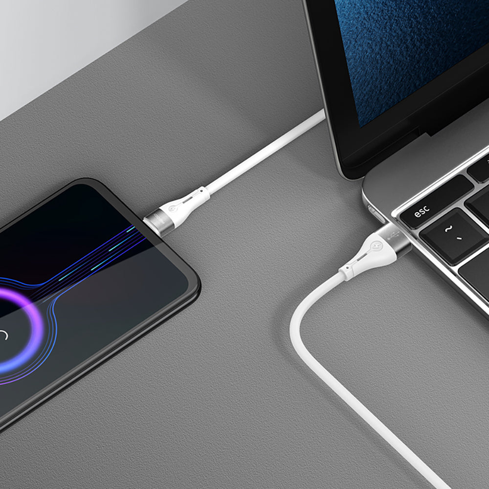 Recci RS11M Swift Serisi USB-A to Micro 2.4A Hızlı Şarj Özellikli Data ve Şarj Kablosu 1M Beyaz
