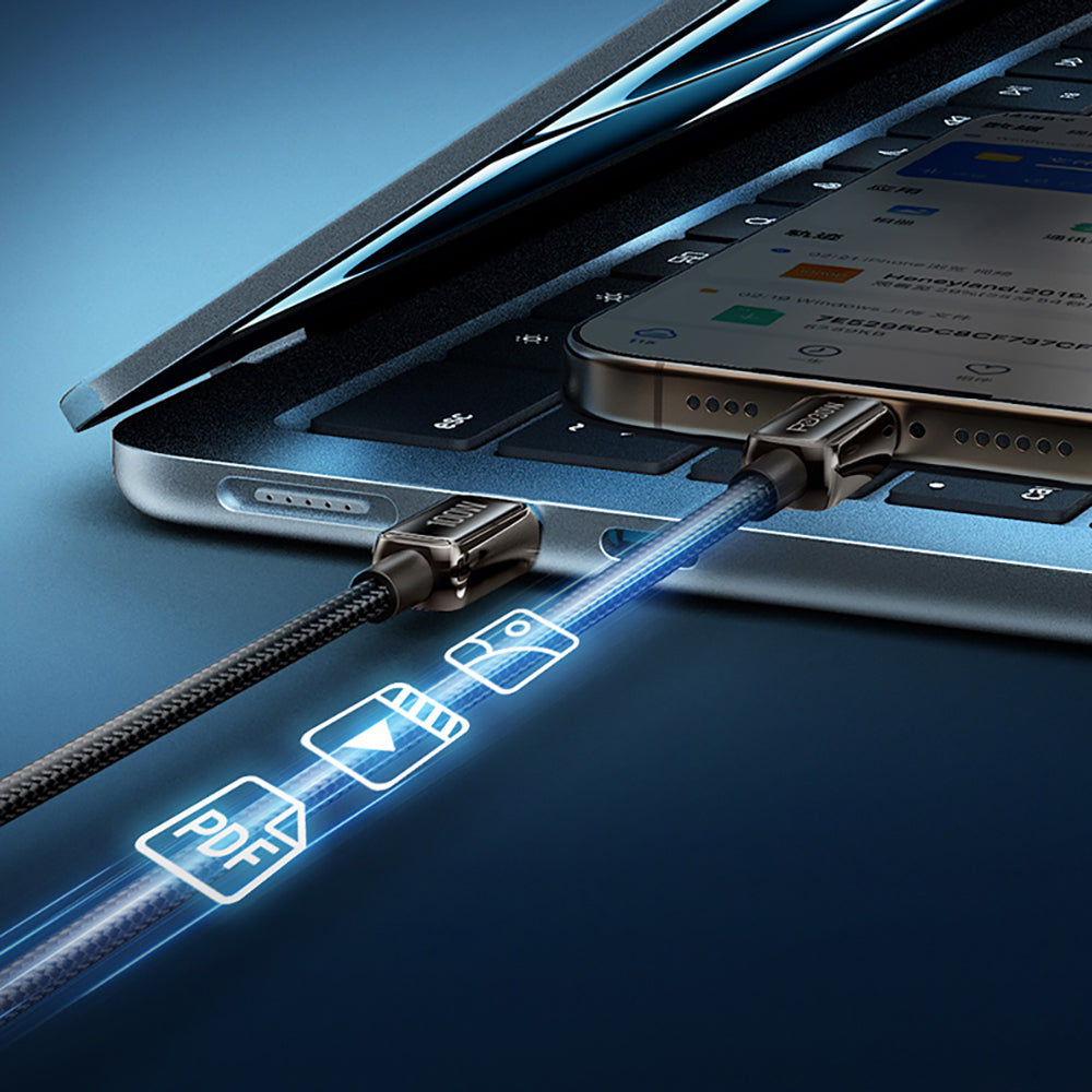 Recci RS42C Lamp Display Serisi USB-A to Type-C 100W Hızlı Şarj Özellikli Data ve Şarj Kablosu 1.5M Siyah