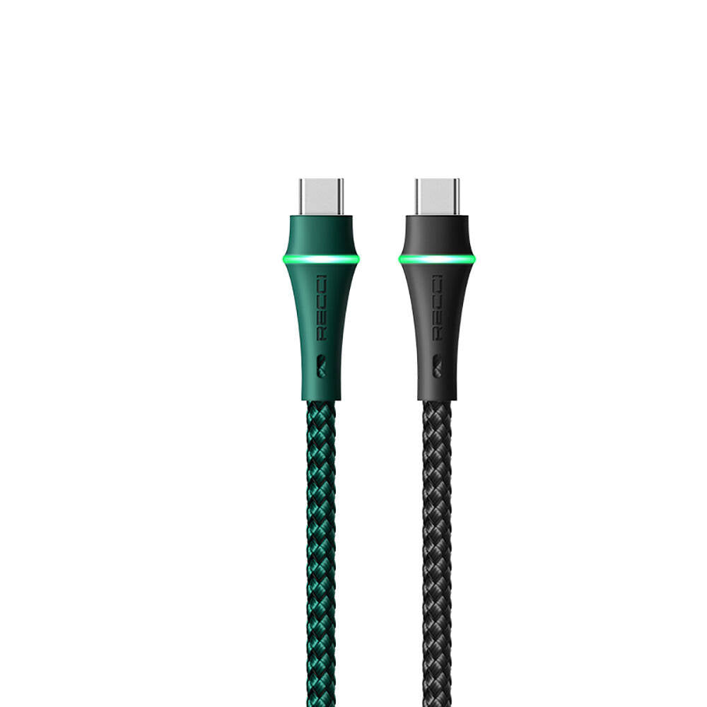 Recci RTC-N19C Genbu Serisi USB-A to Type-C 3A Hızlı Şarj Özellikli Şarj ve Data Kablosu 1M Yeşil