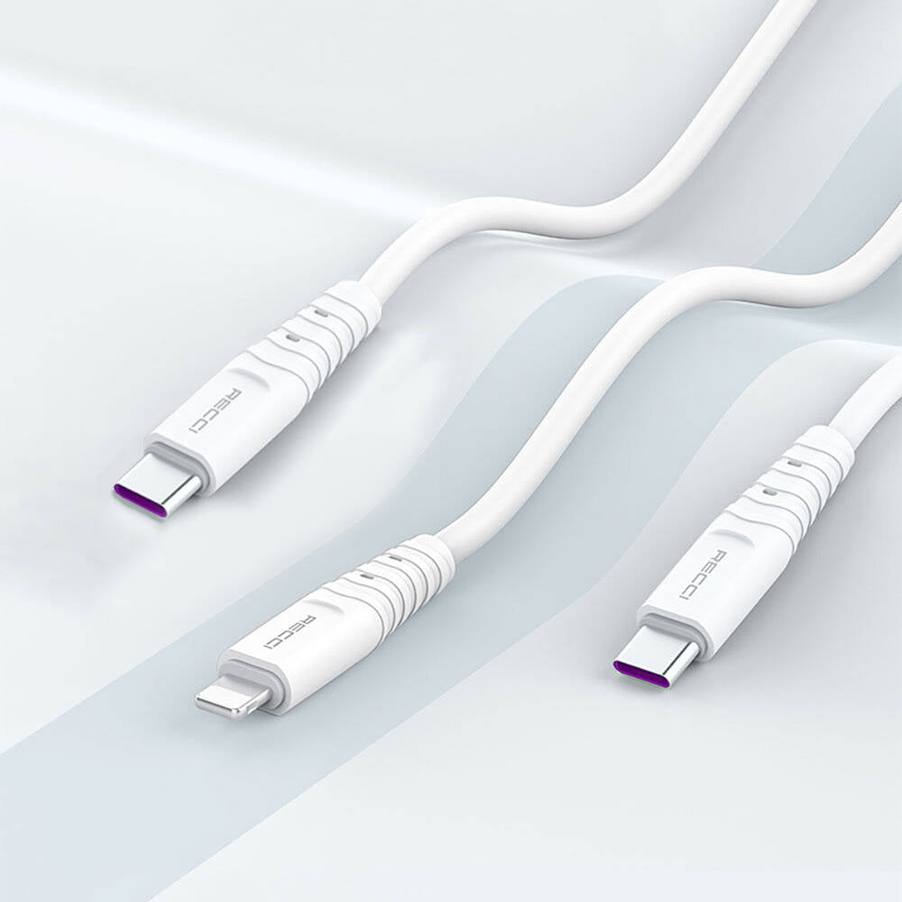 Recci RTC-P09CL Silicone Serisi 20W Hızlı Şarj Özellikli Type-C To Lightning PD Kablo 1.5M Beyaz