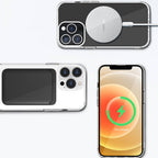 Apple iPhone 13 Kılıf M-safe Şarj Özellikli Airbagli Şeffaf PC Arka Yüzey Recci Magnetik Suction Serisi Kapak Şeffaf