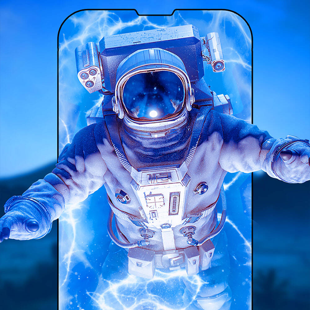 Apple iPhone 13 Pro Recci RSP-A10 HD Temperli Cam Ekran Koruyucu + Kolay Uygulama Aparatlı Siyah