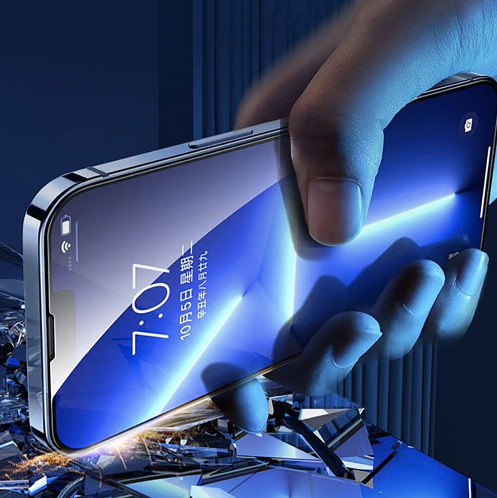 Apple iPhone 13 Pro Recci RSP-A10 HD Temperli Cam Ekran Koruyucu + Kolay Uygulama Aparatlı Siyah