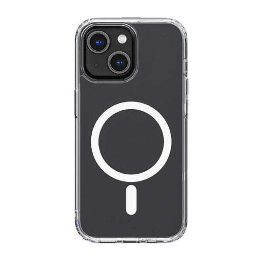 Apple iPhone 14 Kılıf M-safe Şarj Özellikli Airbagli Şeffaf PC Arka Yüzey Recci Magnetik Suction Serisi Kapak Şeffaf