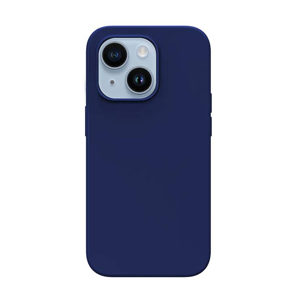 Apple iPhone 14 Kılıf M-safe Şarj Özellikli Liquid Silikon Recci Mousse Serisi Kapak Mavi