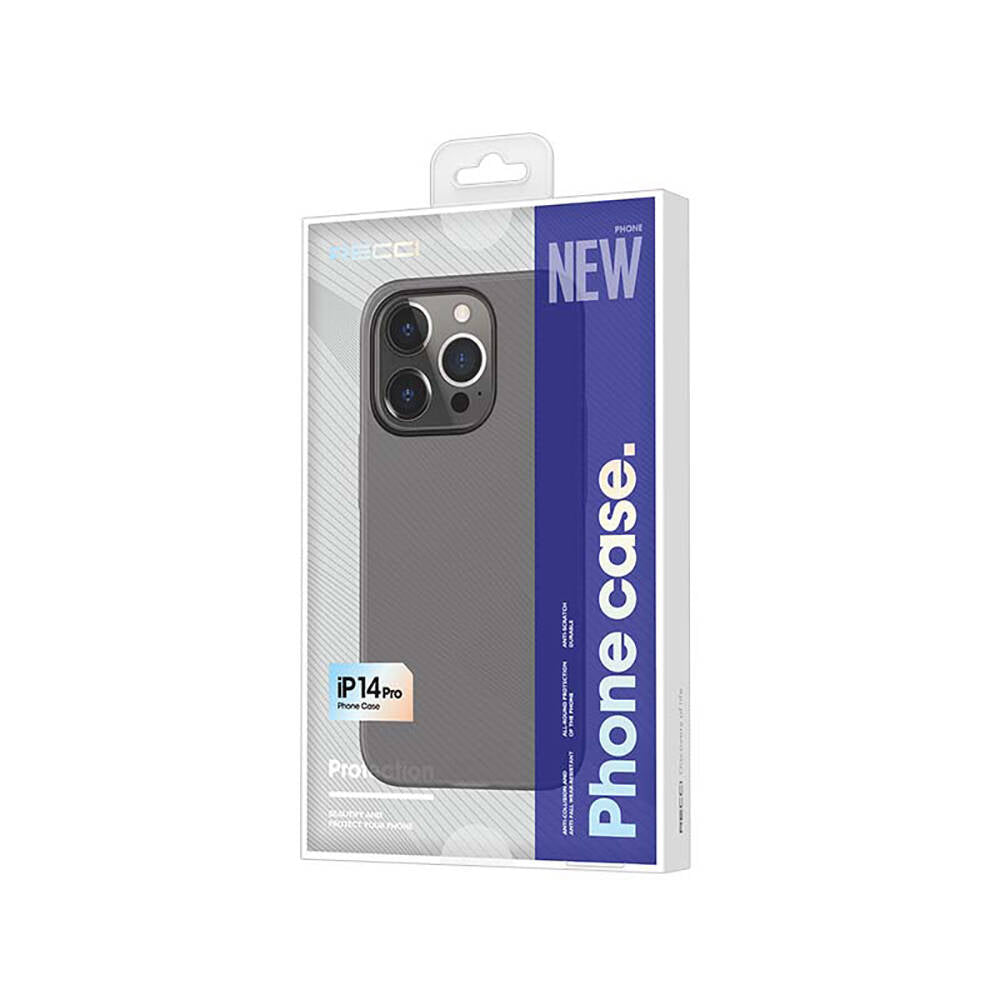 Apple iPhone 14 Pro Kılıf Ultra İnce Mat PC Arka Yüzey Recci Elite Serisi Kapak Gri