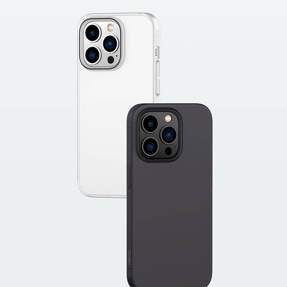 Apple iPhone 14 Pro Kılıf Ultra İnce Mat PC Arka Yüzey Recci Elite Serisi Kapak Beyaz
