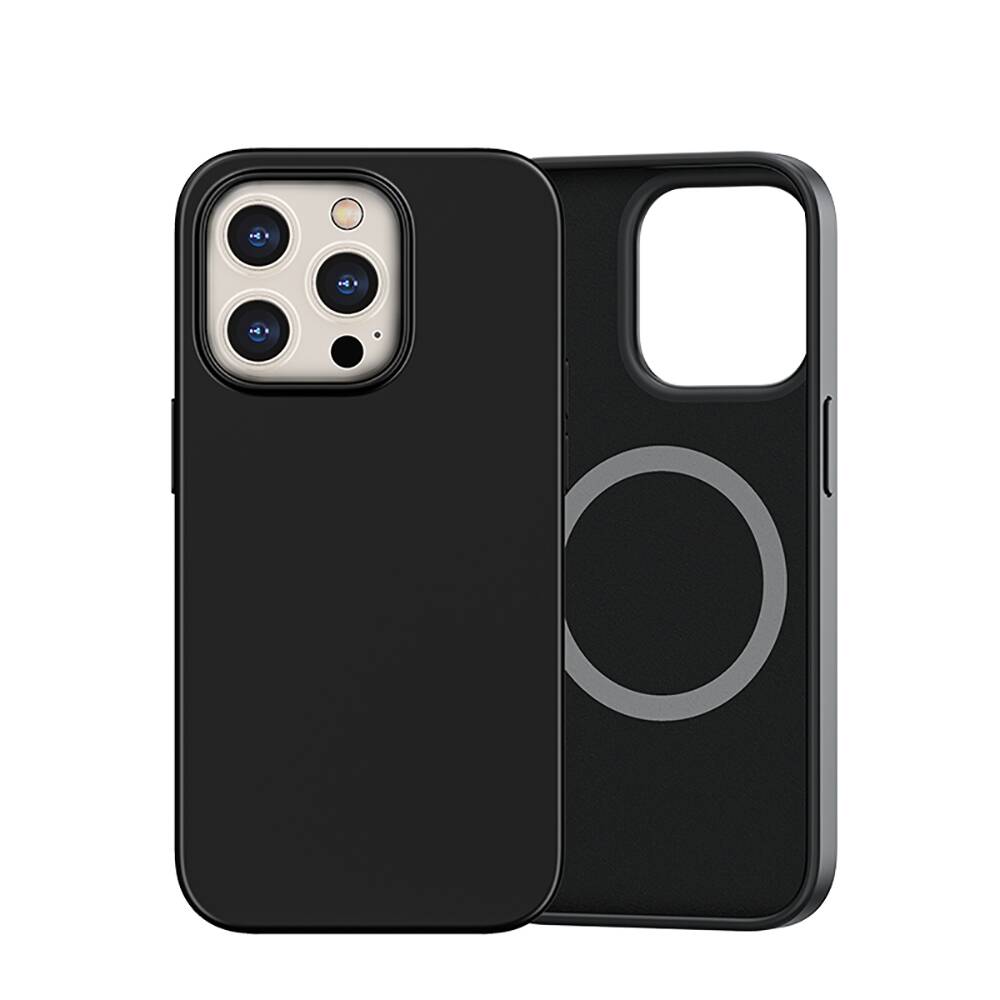 Apple iPhone 14 Pro Max Kılıf M-safe Şarj Özellikli Liquid Silikon Recci Mousse Serisi Kapak Siyah