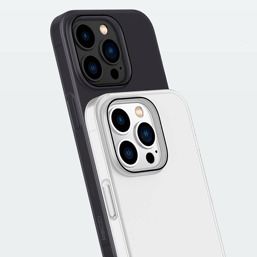 Apple iPhone 14 Pro Max Kılıf Ultra İnce Mat PC Arka Yüzey Recci Elite Serisi Kapak Gri