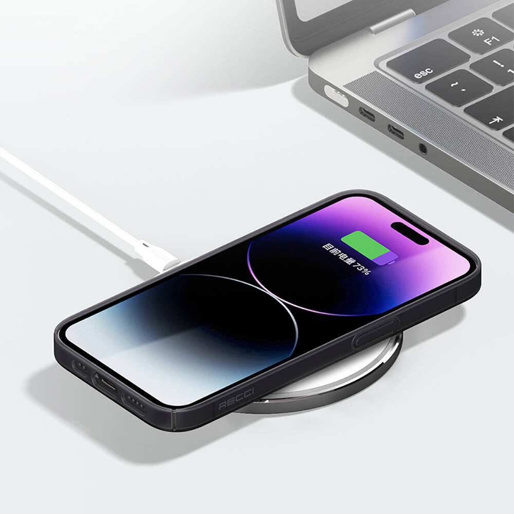 Apple iPhone 14 Pro Max Kılıf Ultra İnce Mat PC Arka Yüzey Recci Elite Serisi Kapak Gri