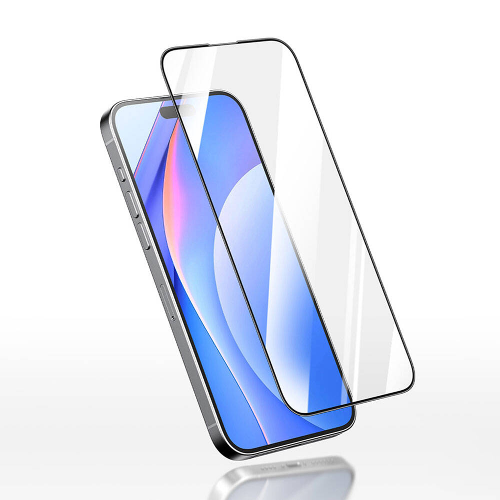 Apple iPhone 15 Plus Recci RSP-A03SD 3D HD Full Transparan Temperli Cam Ekran Koruyucu Siyah