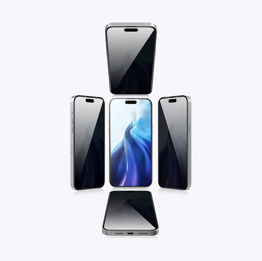 Apple iPhone 15 Plus Recci RSP-A07SP 3D Privacy Shield Temperli Cam Ekran Koruyucu Gri