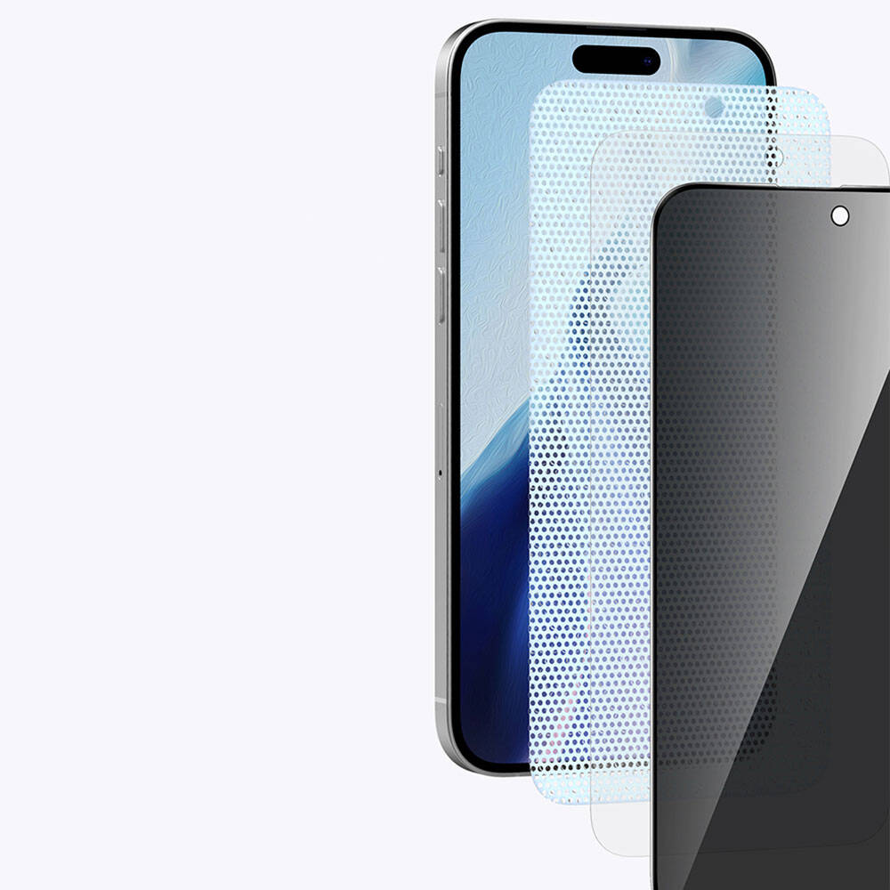 Apple iPhone 15 Plus Recci RSP-A07SP 3D Privacy Shield Temperli Cam Ekran Koruyucu Gri