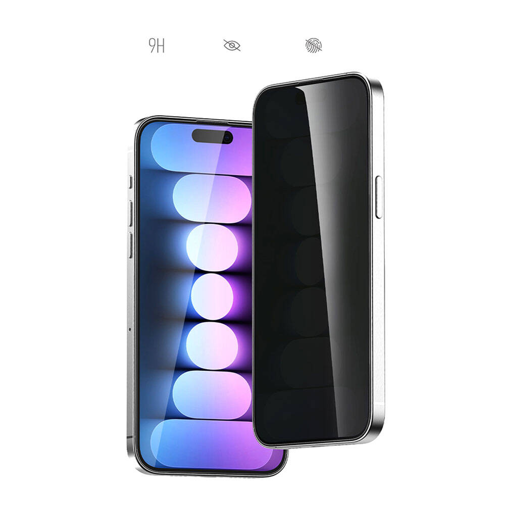 Apple iPhone 15 Plus Recci RSP-A18AP Privacy Temperli Cam Ekran Koruyucu Gri