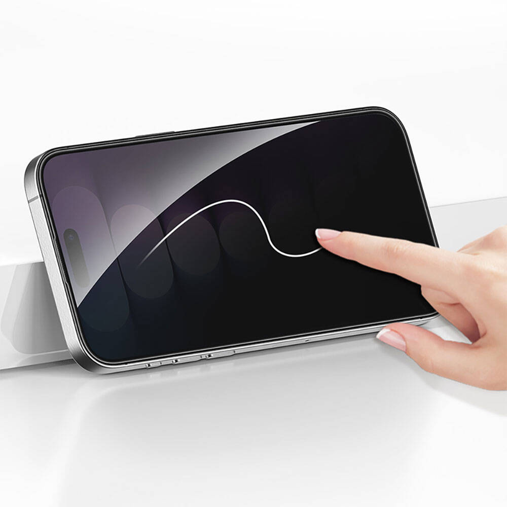 Apple iPhone 15 Plus Recci RSP-A18AP Privacy Temperli Cam Ekran Koruyucu Gri