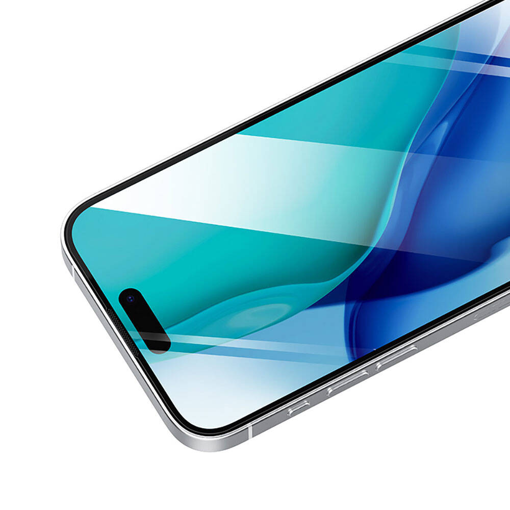 Apple iPhone 15 Plus Recci RSP-A22HD Full Transparan Temperli Cam Ekran Koruyucu Siyah