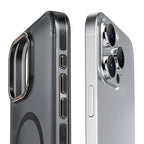 Apple iPhone 15 Pro Kılıf M-safe Şarj Özellikli Cam Arka Yüzey Recci Michelin Serisi Kapak Siyah