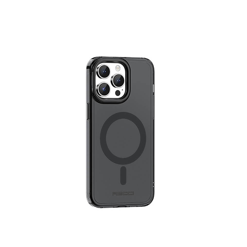 Apple iPhone 15 Pro Kılıf M-safe Şarj Özellikli Saydam Arka Yüzey Recci Crystal Color Serisi Kapak Mavi