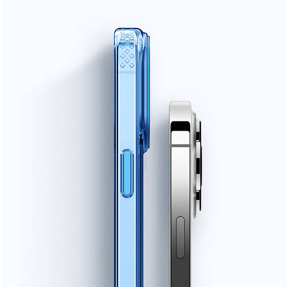 Apple iPhone 15 Pro Kılıf M-safe Şarj Özellikli Saydam Arka Yüzey Recci Crystal Color Serisi Kapak Mavi