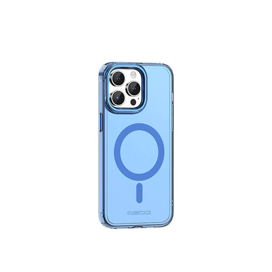 Apple iPhone 15 Pro Kılıf M-safe Şarj Özellikli Saydam Arka Yüzey Recci Crystal Color Serisi Kapak Mavi