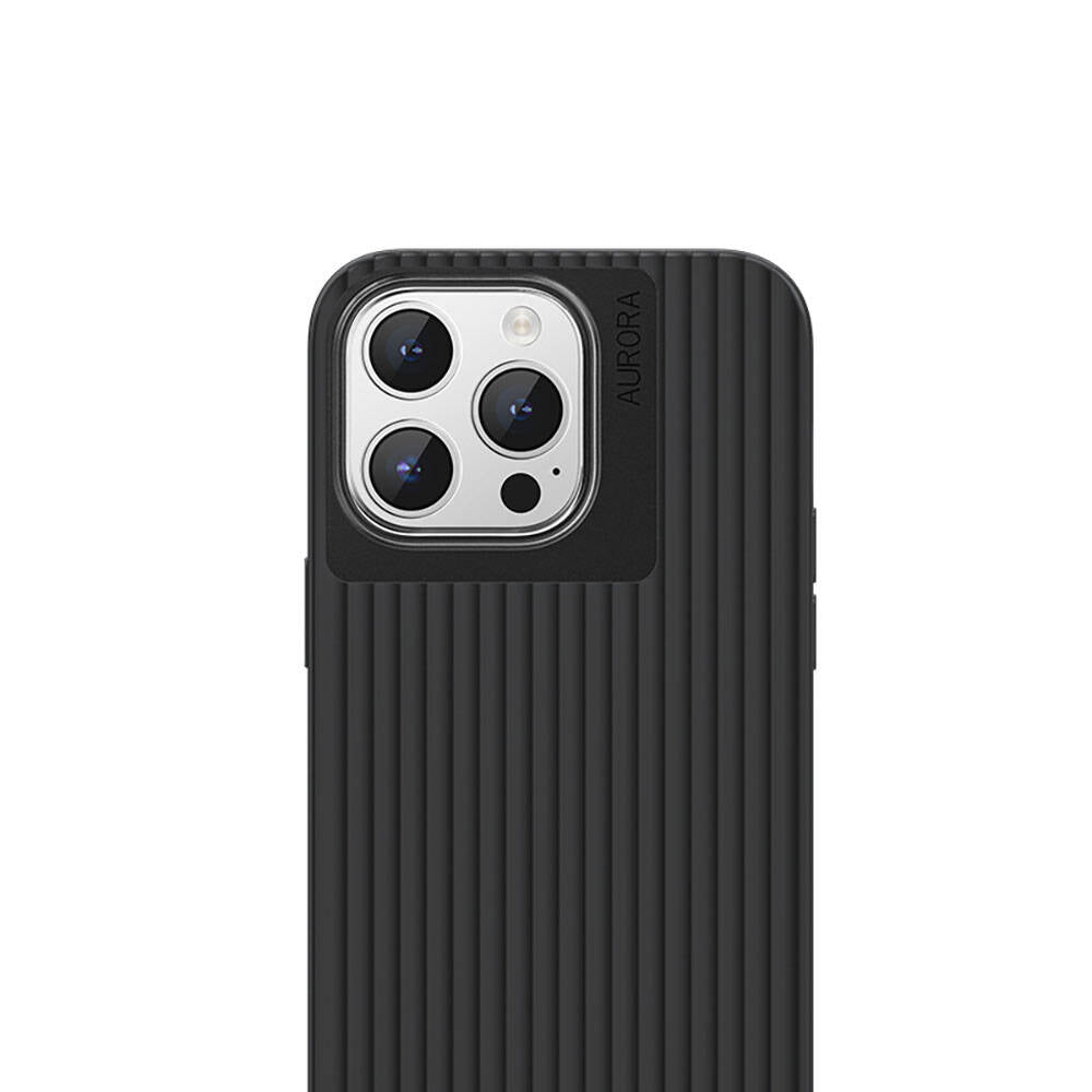 Apple iPhone 15 Pro Kılıf Recci Aurora Serisi M-safe Şarj Özellikli Kapak Siyah