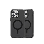 Apple iPhone 15 Pro Max Kılıf M-safe Şarj Özellikli Saydam Arka Yüzey Recci Crystal Color Serisi Kapak Siyah