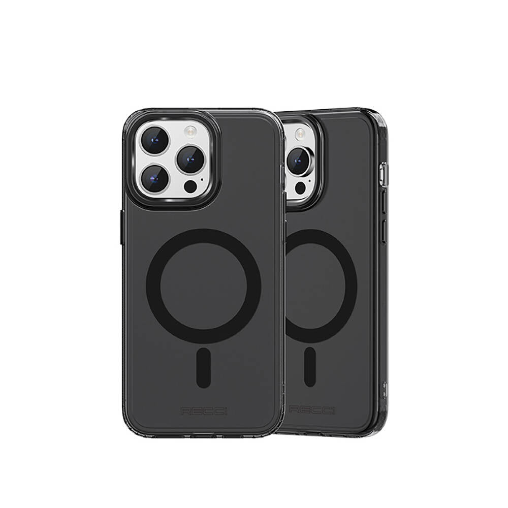 Apple iPhone 15 Pro Max Kılıf M-safe Şarj Özellikli Saydam Arka Yüzey Recci Crystal Color Serisi Kapak Mavi