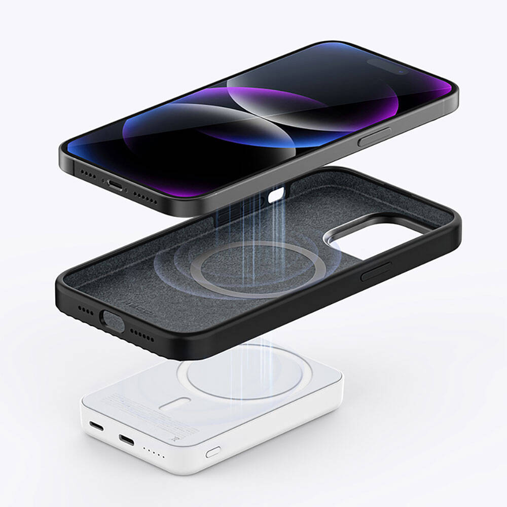 Apple iPhone 15 Pro Max Kılıf Recci Aurora Serisi M-safe Şarj Özellikli Kapak Beyaz