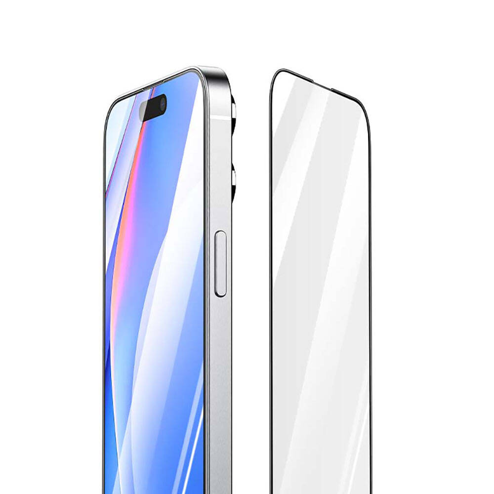 Apple iPhone 15 Pro Max Recci RSP-A05SD 3D HD Full Transparan Temperli Cam Ekran Koruyucu Siyah