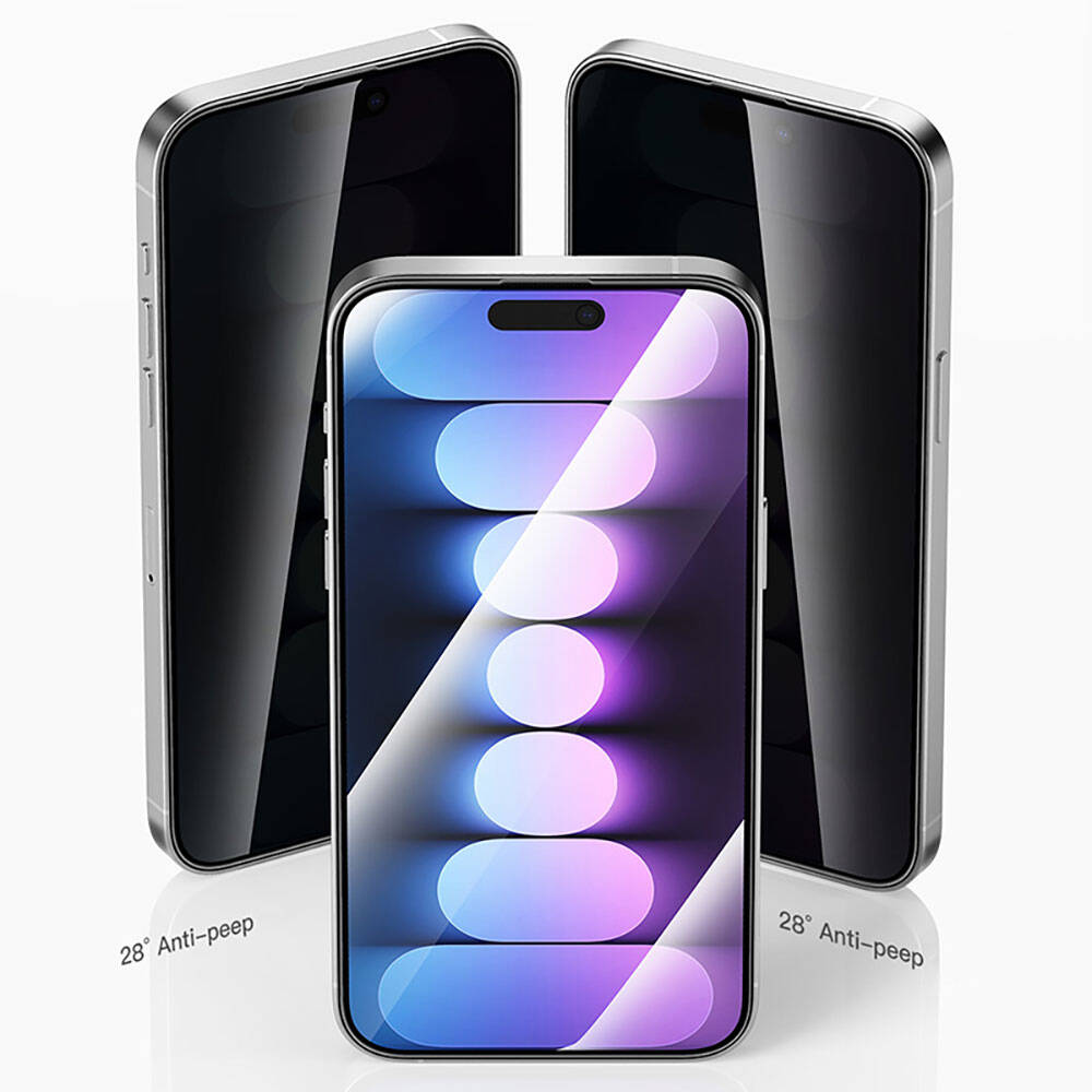 Apple iPhone 15 Pro Max Recci RSP-A19AP Privacy Temperli Cam Ekran Koruyucu Gri