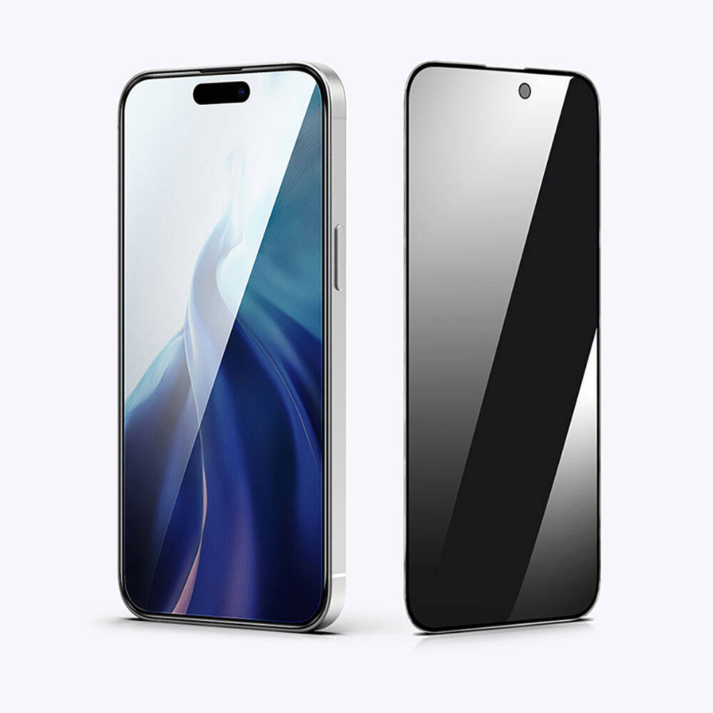 Apple iPhone 15 Pro Recci RSP-A06SP 3D Privacy Shield Temperli Cam Ekran Koruyucu Gri