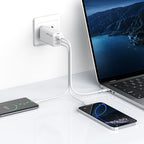 Recci RC109E Type-C PD & USB-A GaN Teknolojili Hızlı Şarj Başlığı 65W Beyaz