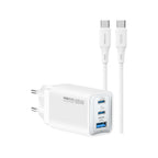 Recci RC123E Type-C PD GaN Teknolojili Mini Hızlı Şarj Seti 65W 1M Beyaz