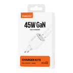 Recci RC132E Type-C PD GaN Teknolojili Mini Hızlı Şarj Seti 45W 1M Beyaz