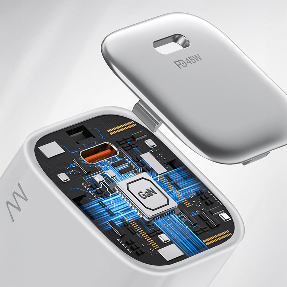 Recci RC132E Type-C PD GaN Teknolojili Mini Hızlı Şarj Seti 45W 1M Beyaz