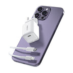 Recci RC65E Hızlı Şarj Başlığı Type-C to Lightning PD 20W Kablolu Şarj Seti Beyaz