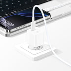 Recci RC77E GaN Teknolojili Hızlı Şarj Başlığı Type-C to Type-C PD 30W Kablolu Şarj Seti Beyaz