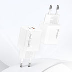 Recci RC83E Type-C PD & USB-A GaN Teknolojili QC3.0 Hızlı Şarj Başlığı 35W Beyaz